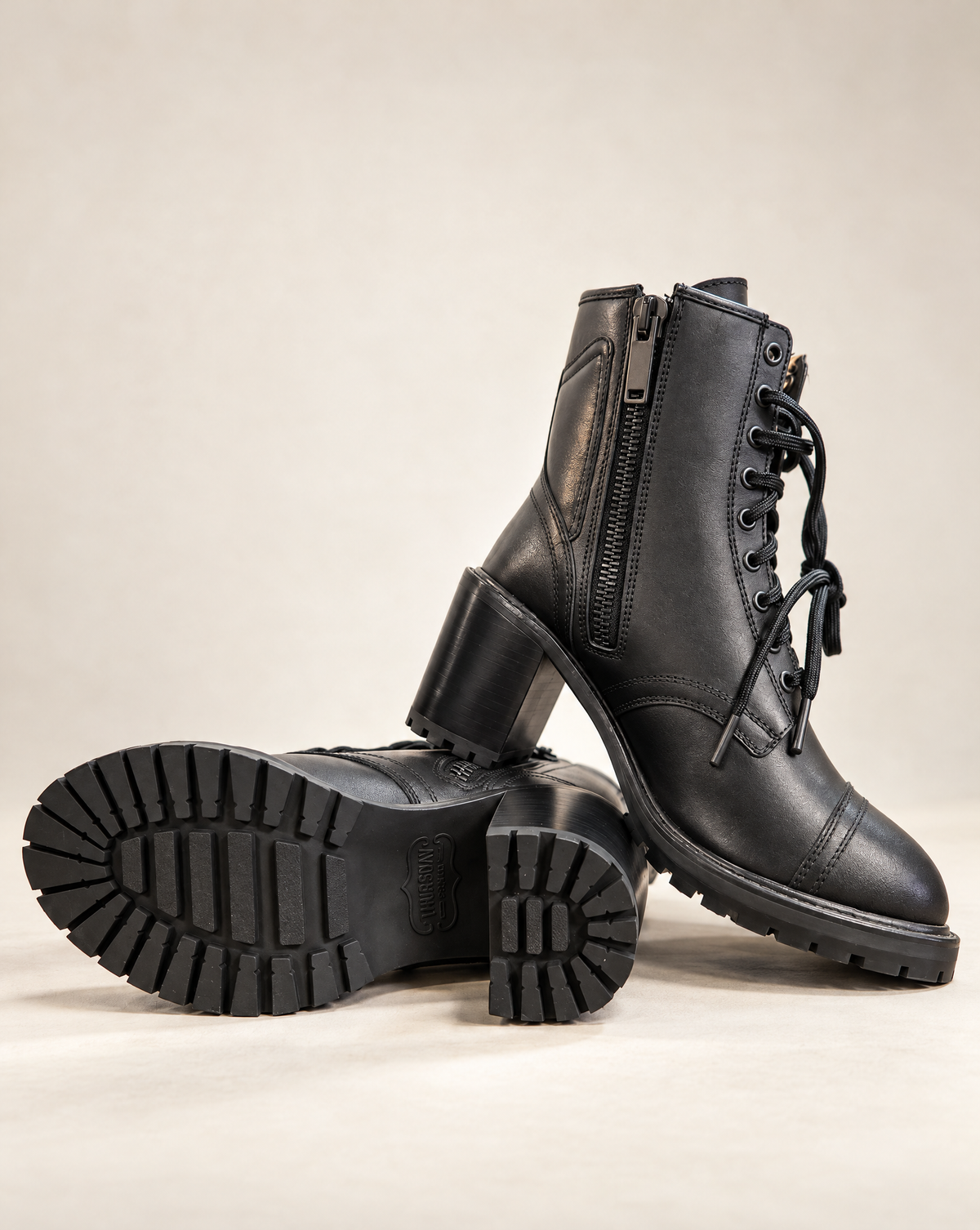 Thursday Lace-Up Heeled Combat Boots – Size 8 Womens