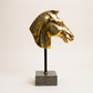 Vintage Brass Horse Head Sculpture on Marble Base