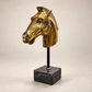 Vintage Brass Horse Head Sculpture on Marble Base