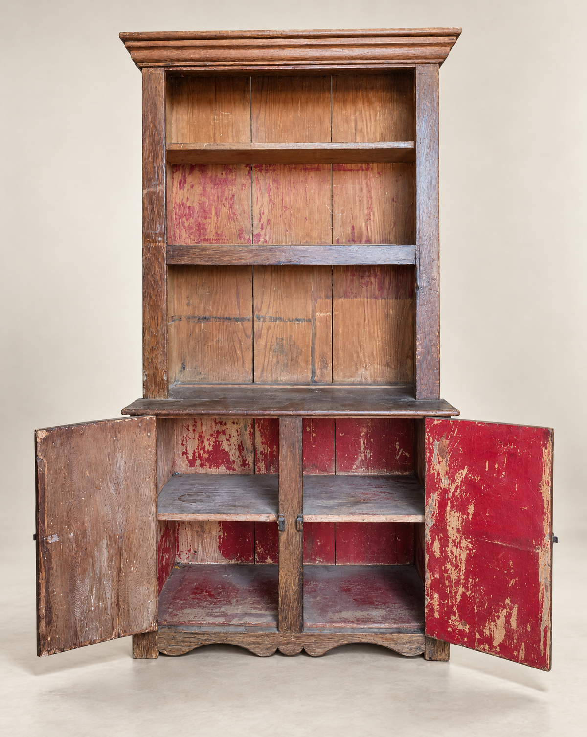 Antique Primitive Pine Step-Back Cupboard | Circa 1880–1910