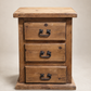 Vintage Primitive Pine Three-Drawer Bedside Chest