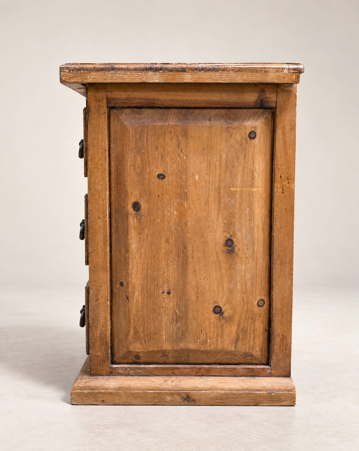 Vintage Primitive Pine Three-Drawer Bedside Chest
