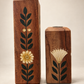 Hand-Painted Reclaimed Wood Taper Candle Holders – Set of 2