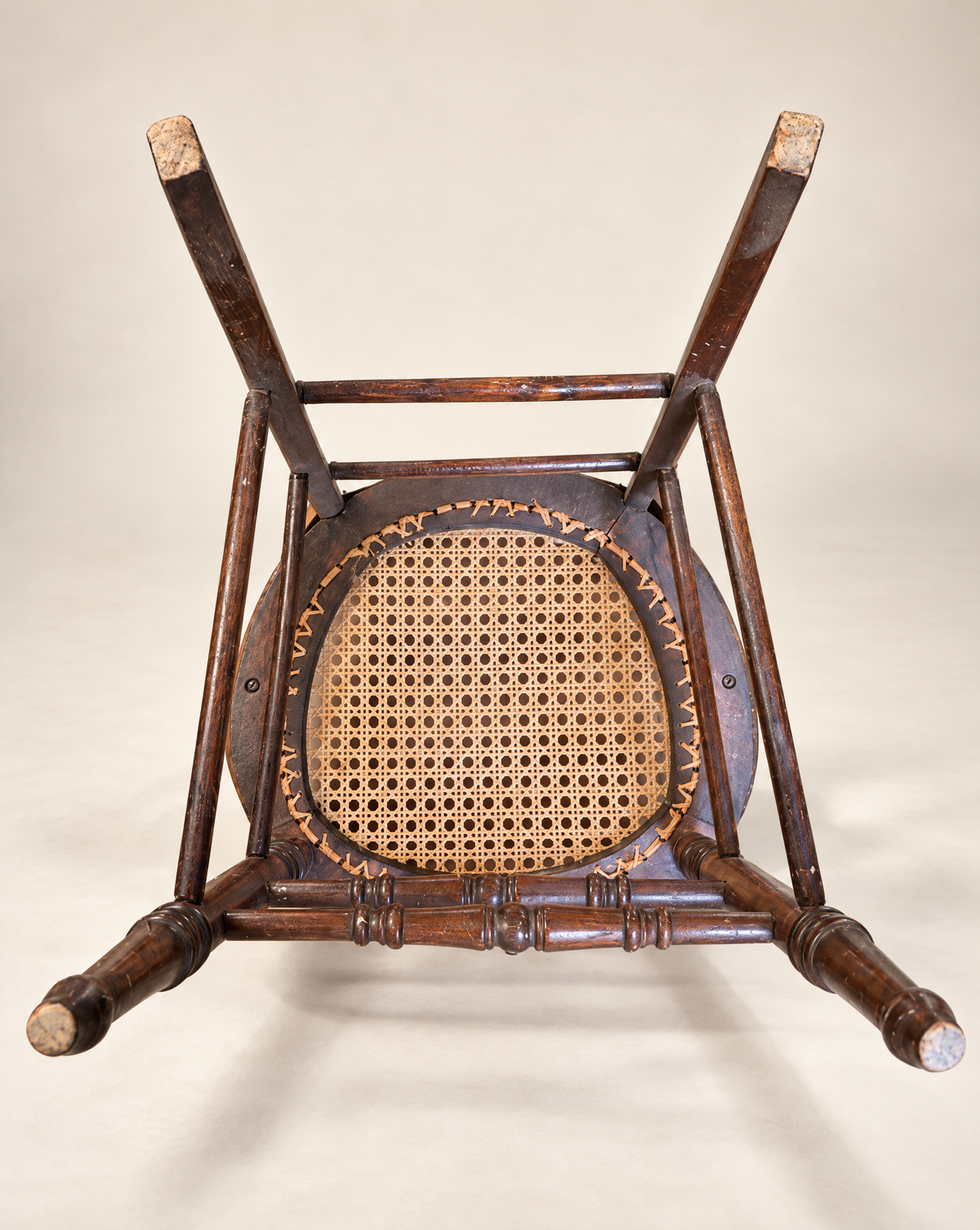 Antique Victorian Ladder-Back Cane Seat Armchair