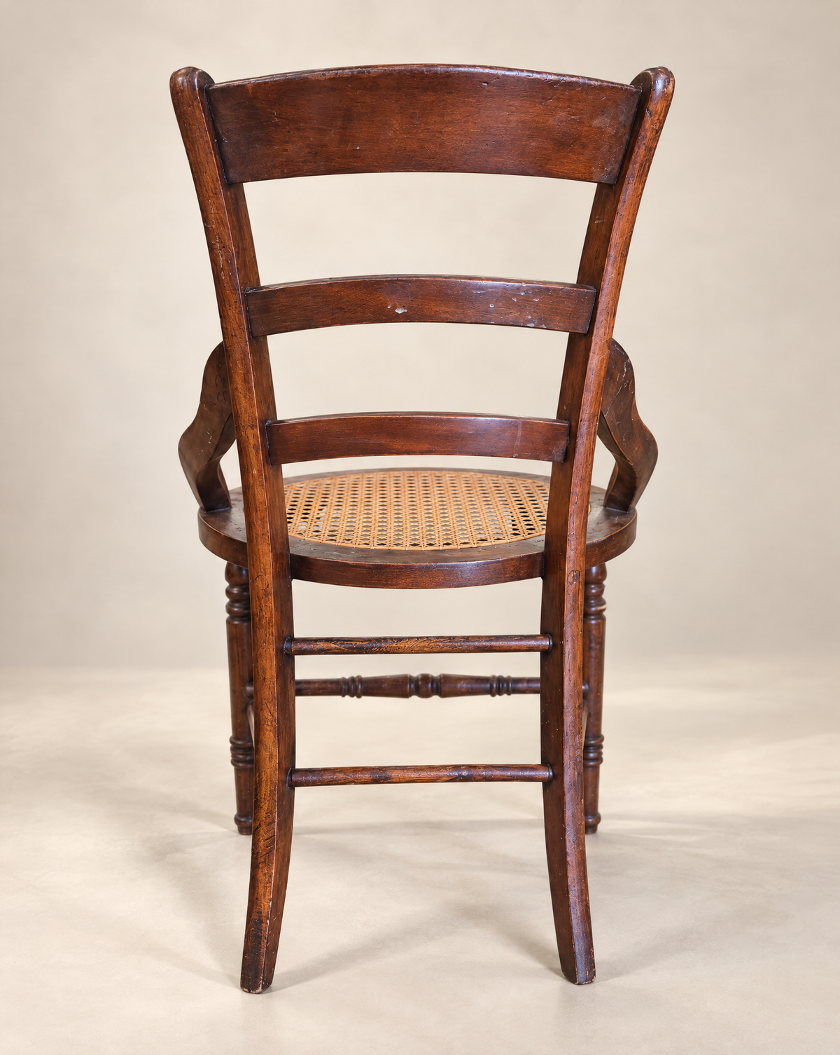 Antique Victorian Ladder-Back Cane Seat Armchair