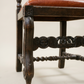 Pair of Antique Jacobean Revival Carved Oak Hall Chairs with Heraldic Crest Backs & Leather Seats