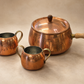 Vintage Japanese Solid Copper Cookware Set – Lidded Pot, Creamer & Sugar Bowl