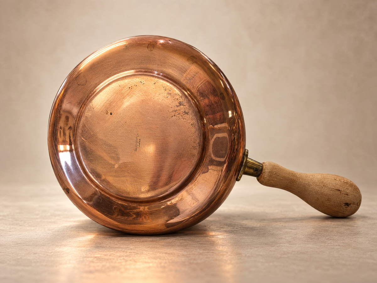 Vintage Japanese Solid Copper Cookware Set – Lidded Pot, Creamer & Sugar Bowl