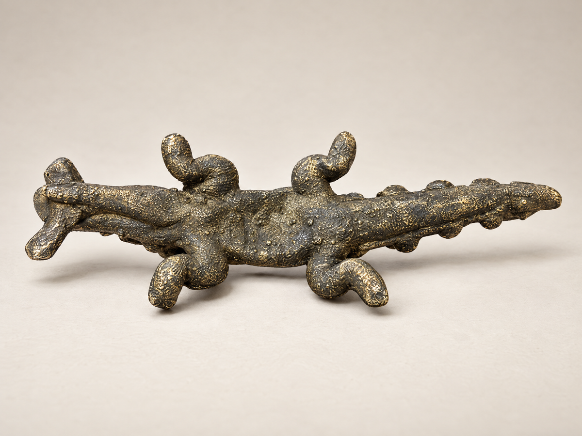 Vintage African Brass Crocodile Paperweight