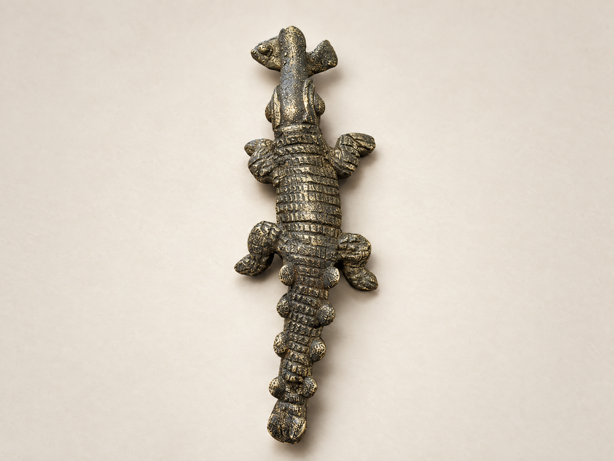 Vintage African Brass Crocodile Paperweight