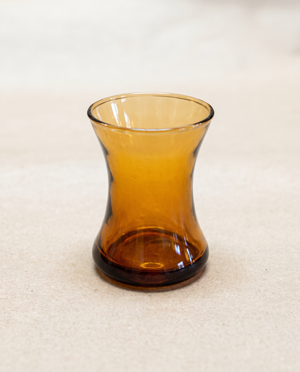 Vintage Amber Glass Decanter & Six Cordial Glasses