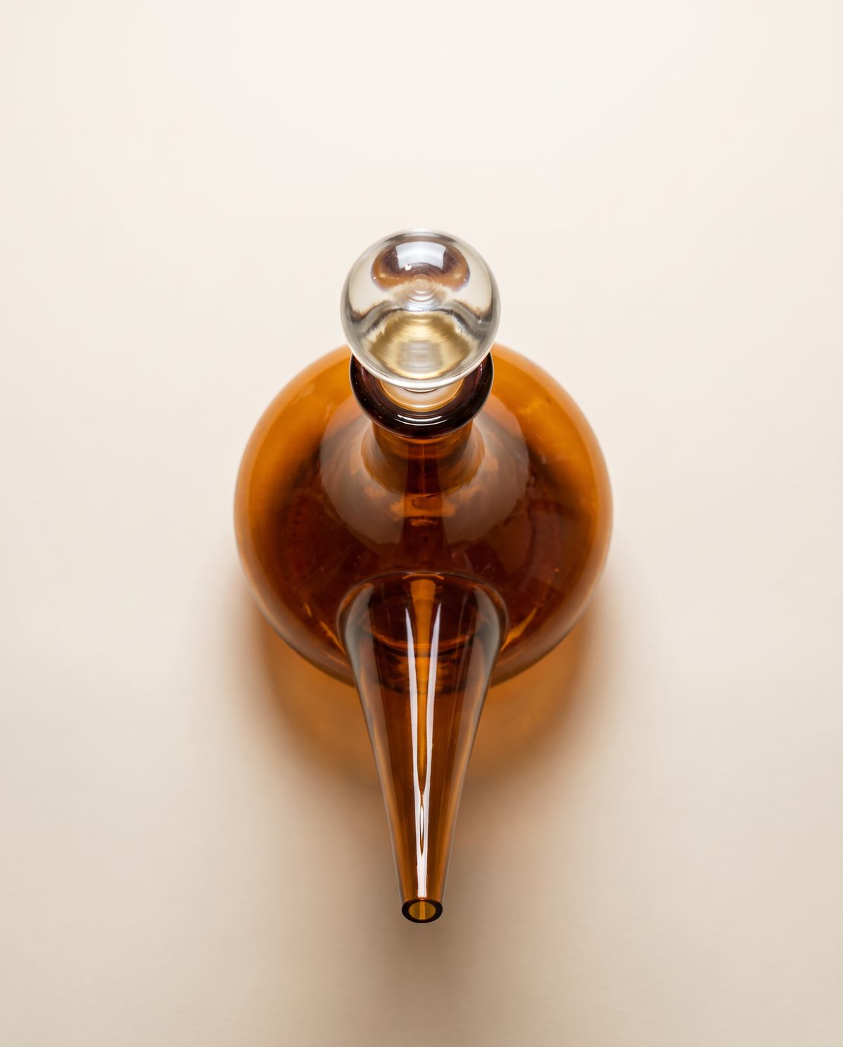 Vintage Amber Glass Decanter & Six Cordial Glasses