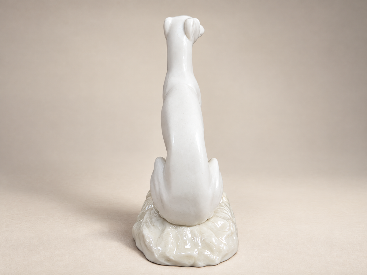 Vintage Belleek Irish Porcelain Seated Greyhound Figurine, 1926–1946