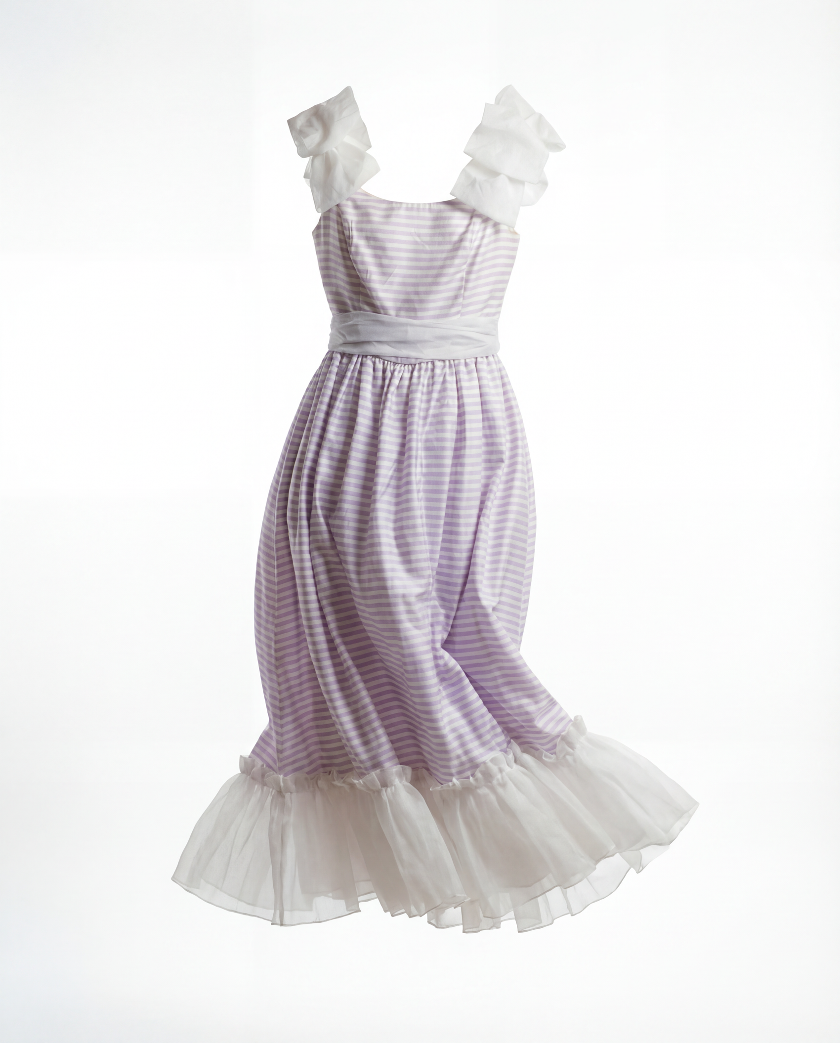 Vintage Lavender Stripe Tulle Ribbon Dress - XS
