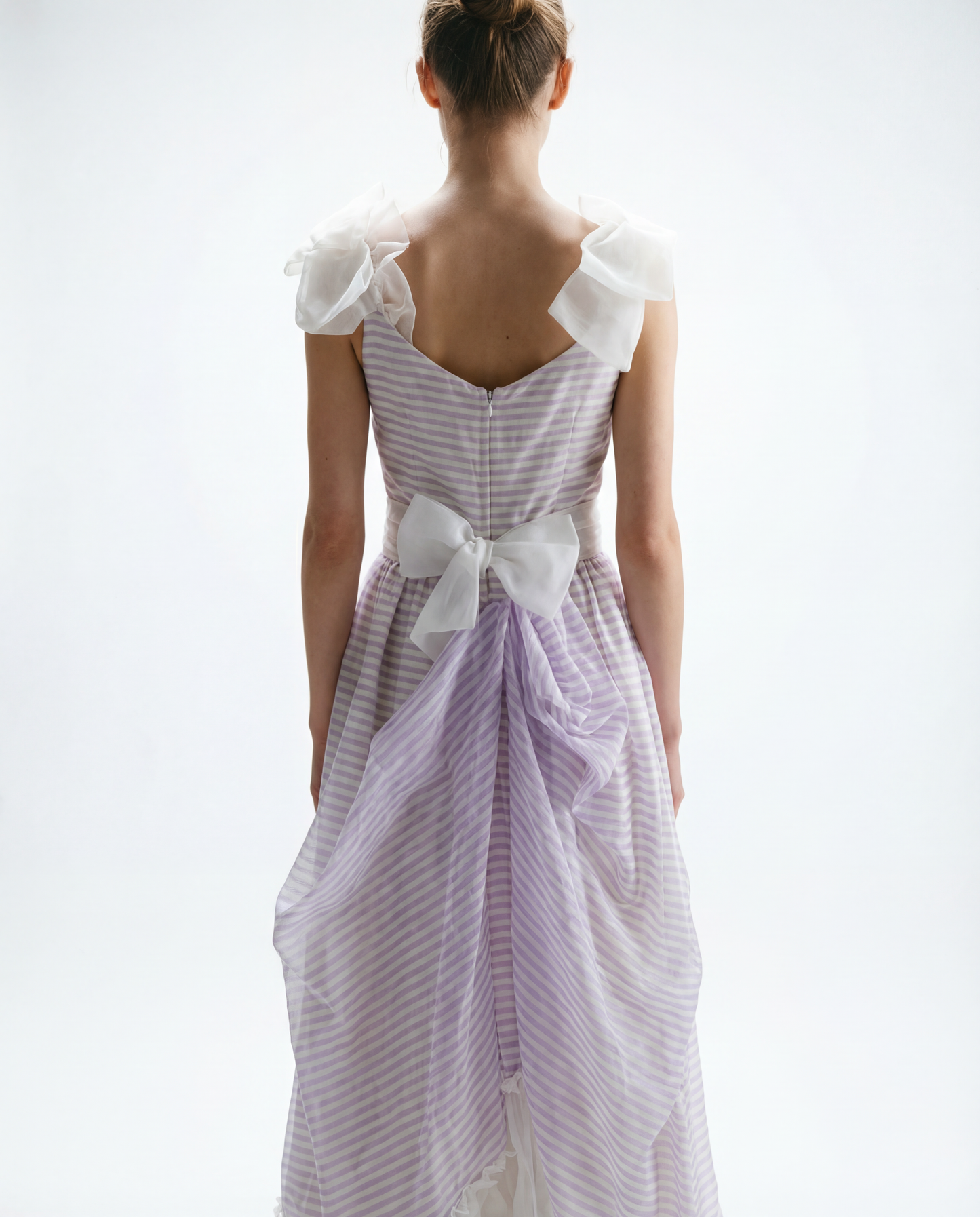 Vintage Lavender Stripe Tulle Ribbon Dress - XS