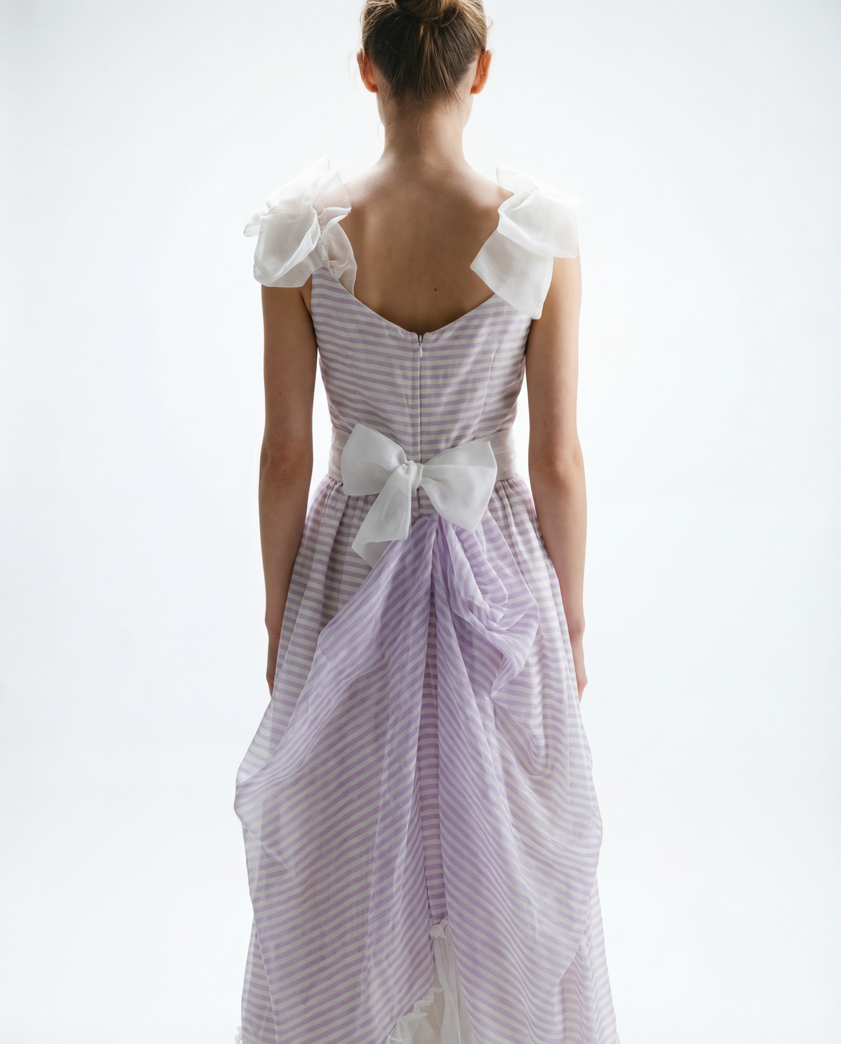 Vintage Lavender Stripe Tulle Ribbon Dress - XS
