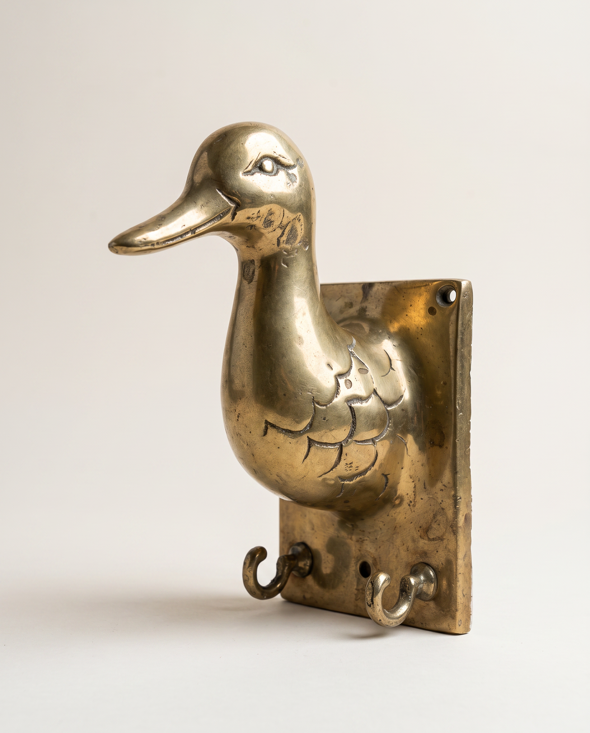 Vintage Brass Duck Wall Hook