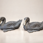Pair of Vintage Heavy Cast Metal Mallard Duck Sculptures