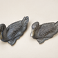 Pair of Vintage Heavy Cast Metal Mallard Duck Sculptures