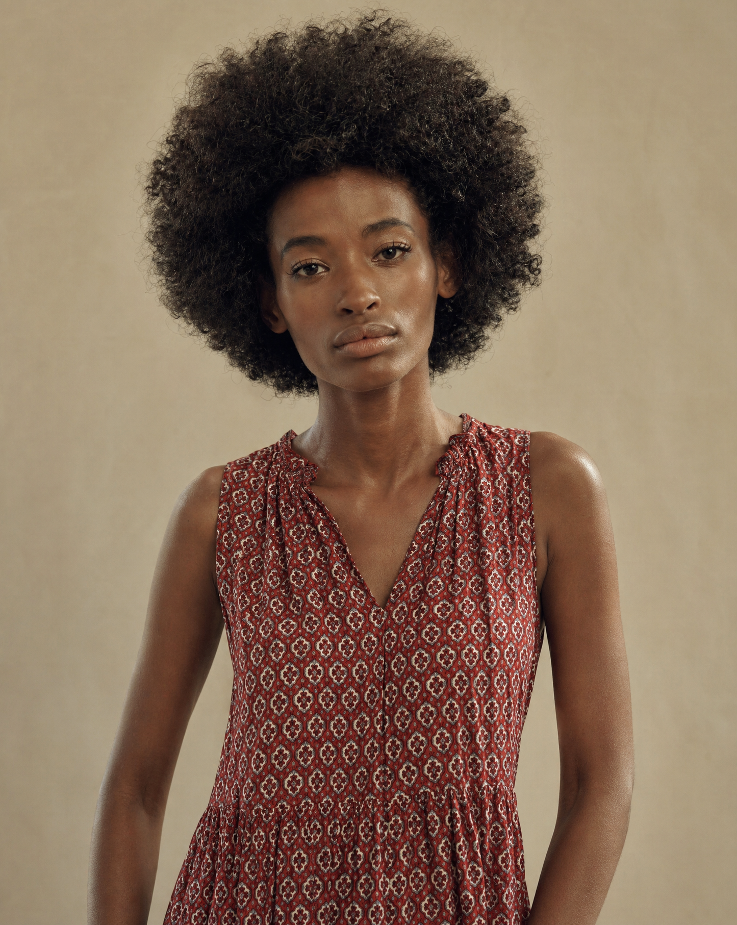 Rust Block Print Maxi Dress – Size M