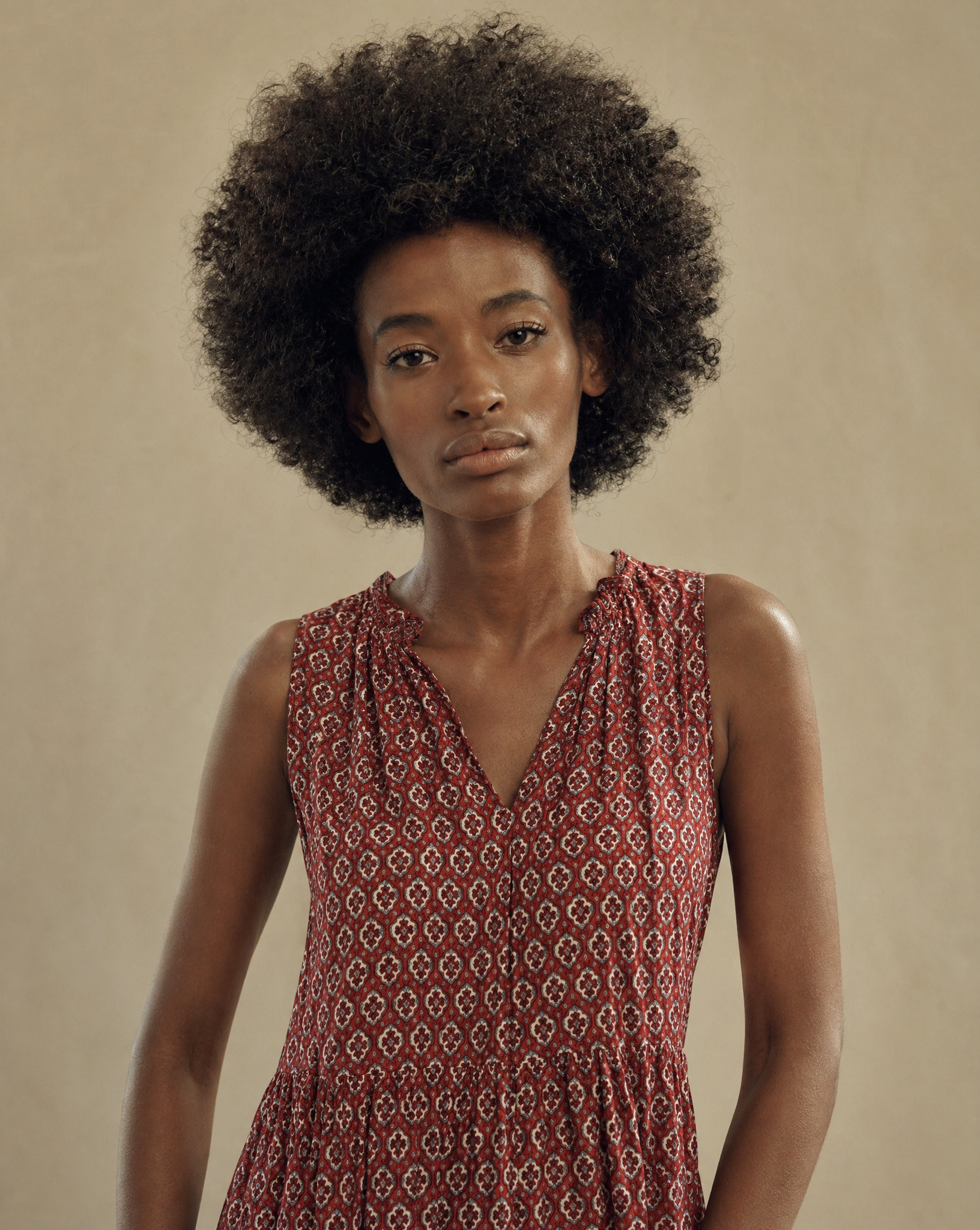 Rust Block Print Maxi Dress – Size M