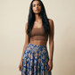Floral Tiered Midi Skirt — Blue Garden — Size M/L