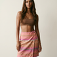 Striped Wrap Mini Skirt — Pink Multi — Size S