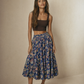 Floral Tiered Midi Skirt — Blue Garden — Size M/L