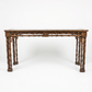 Vintage Faux-Bamboo Glass-Top Console Table