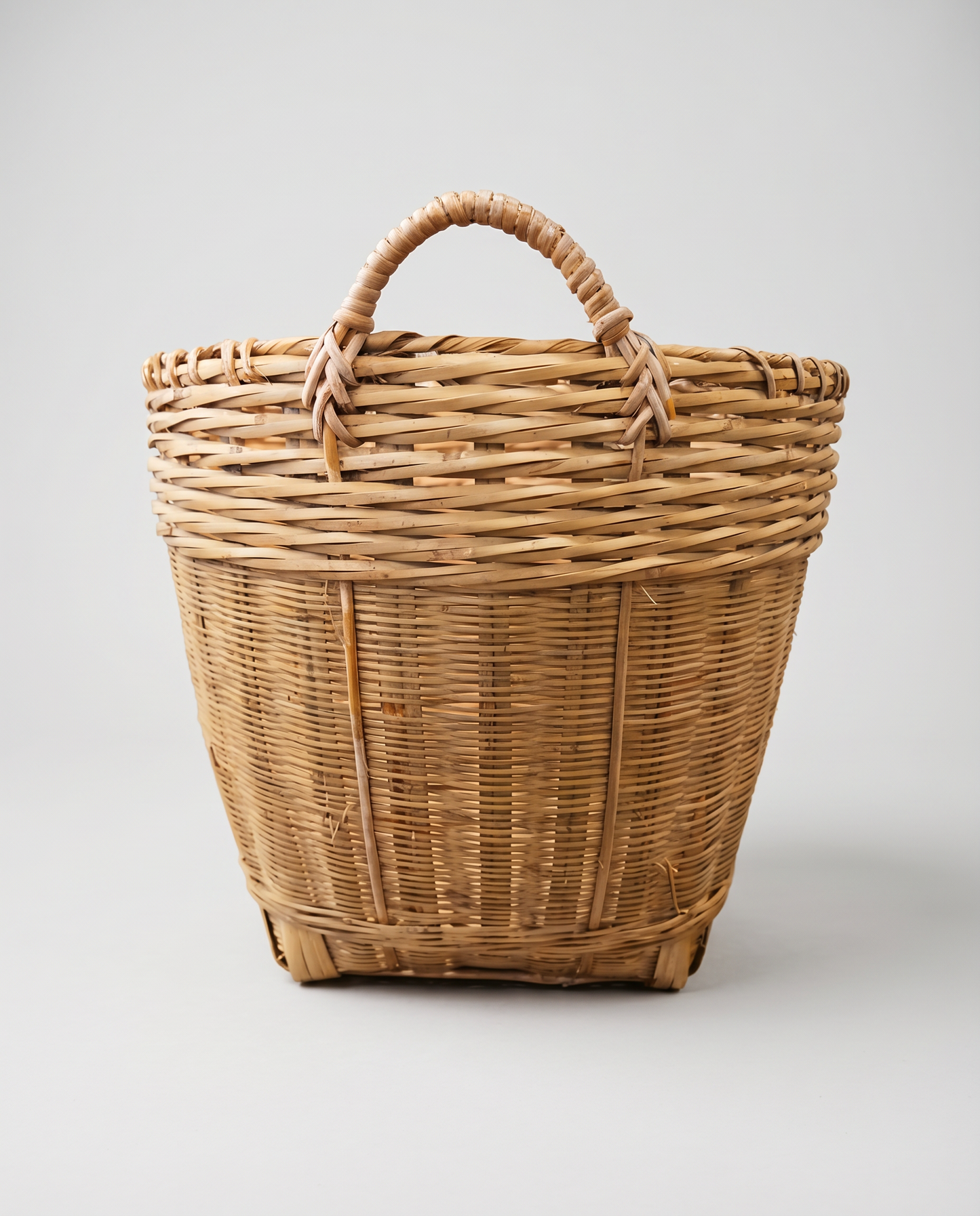 Vintage Handwoven Wicker Gathering Basket with Handles