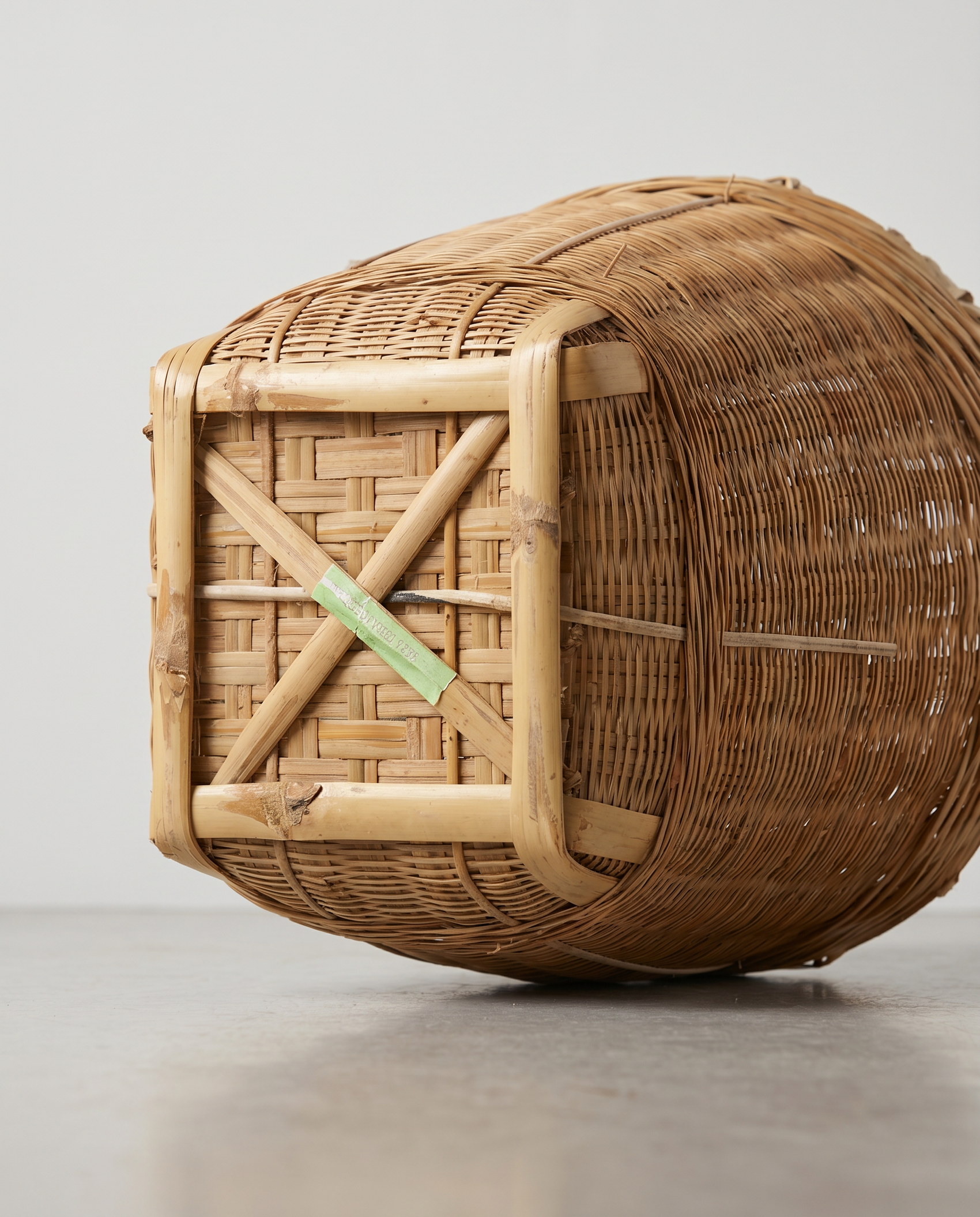Vintage Handwoven Wicker Gathering Basket with Handles