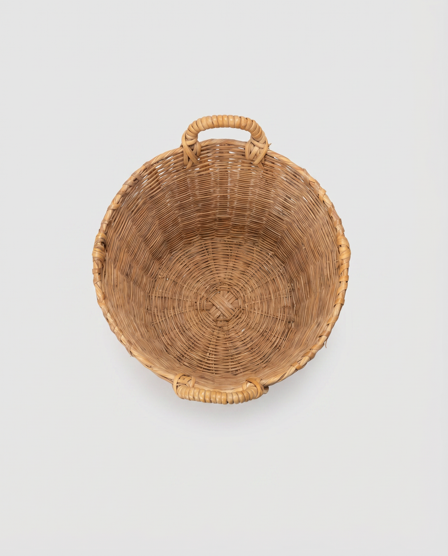 Vintage Handwoven Wicker Gathering Basket with Handles