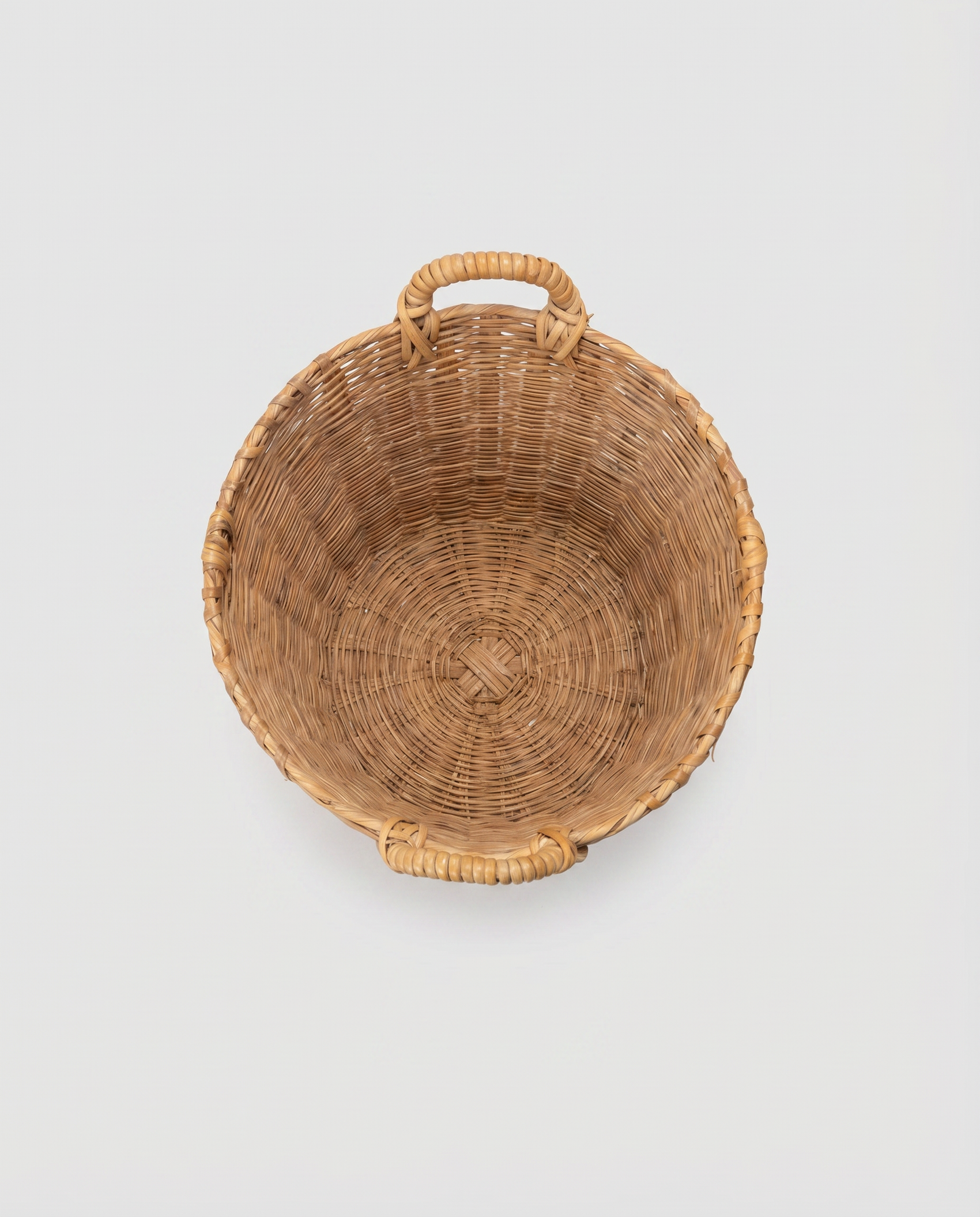 Vintage Handwoven Wicker Gathering Basket with Handles