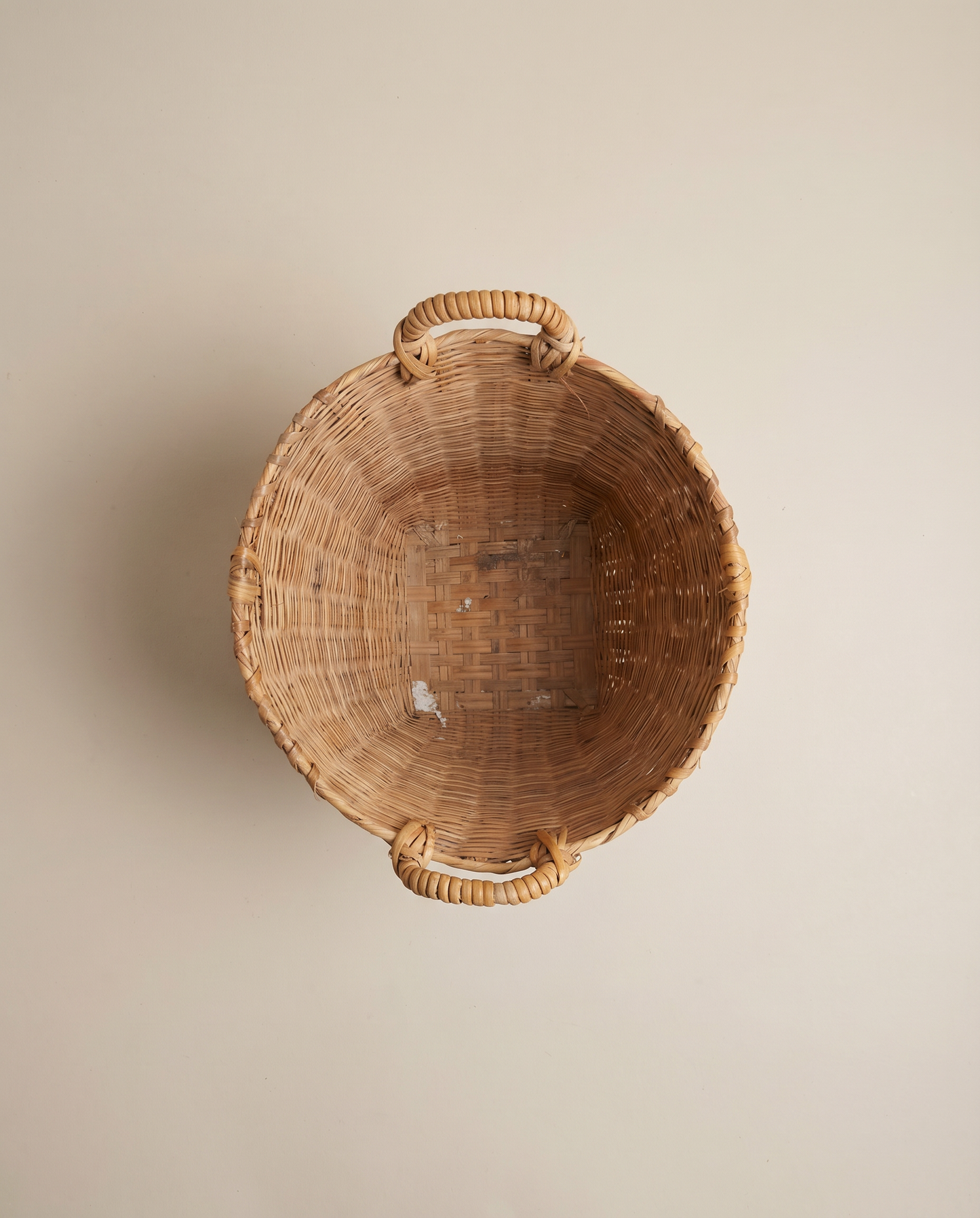 Vintage Handwoven Wicker Gathering Basket with Handles