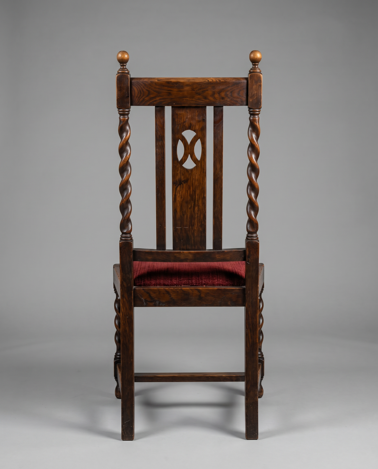 Antique Oak Barley Twist Side Chair with Upholstered Seat