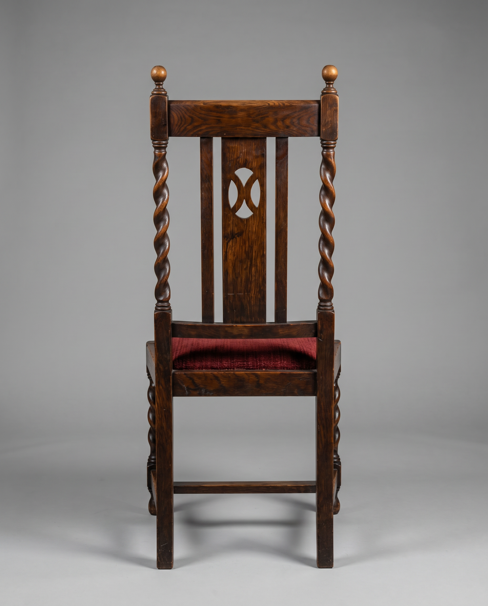 Antique Oak Barley Twist Side Chair with Upholstered Seat