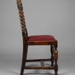 Antique Oak Barley Twist Side Chair with Upholstered Seat
