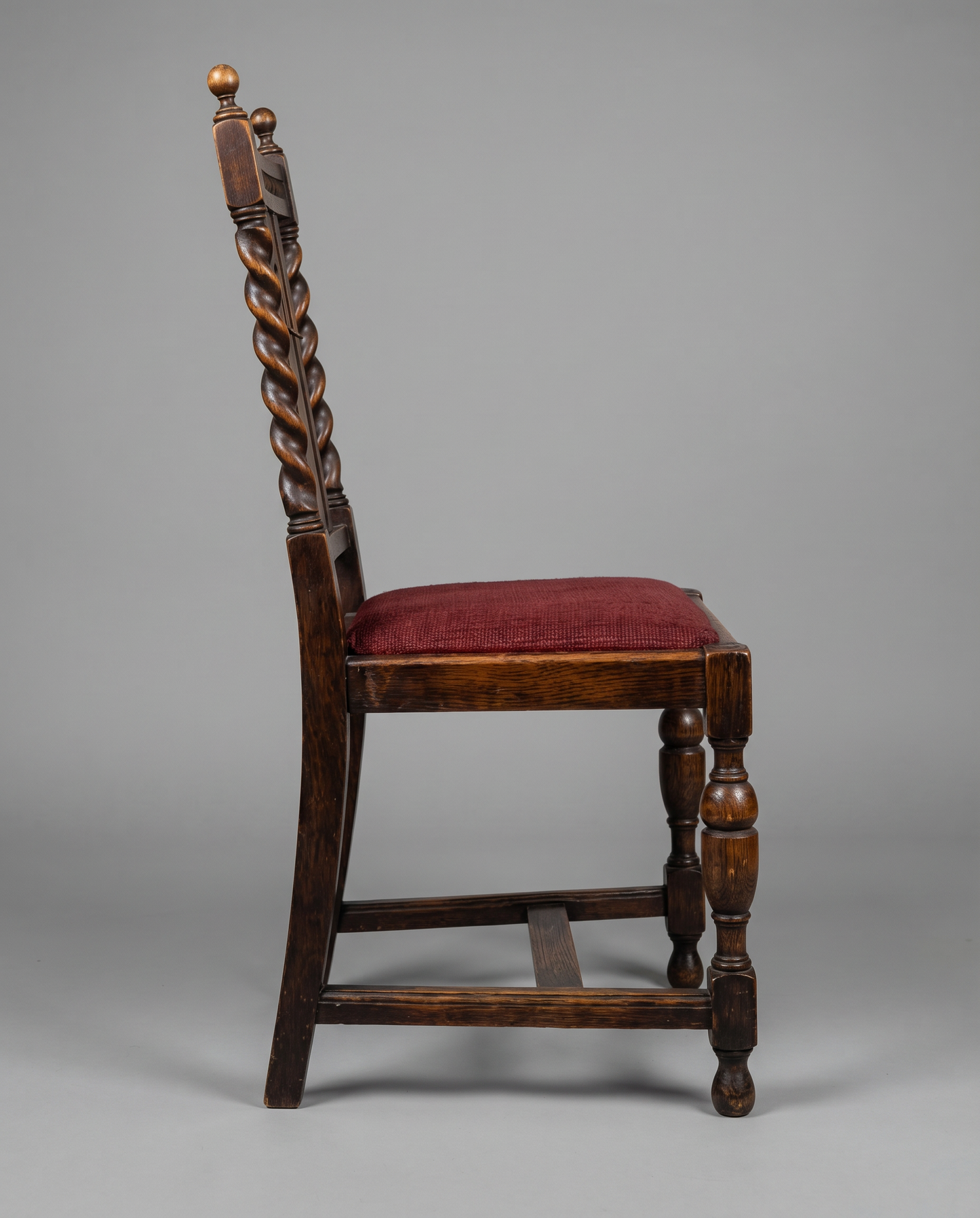 Antique Oak Barley Twist Side Chair with Upholstered Seat