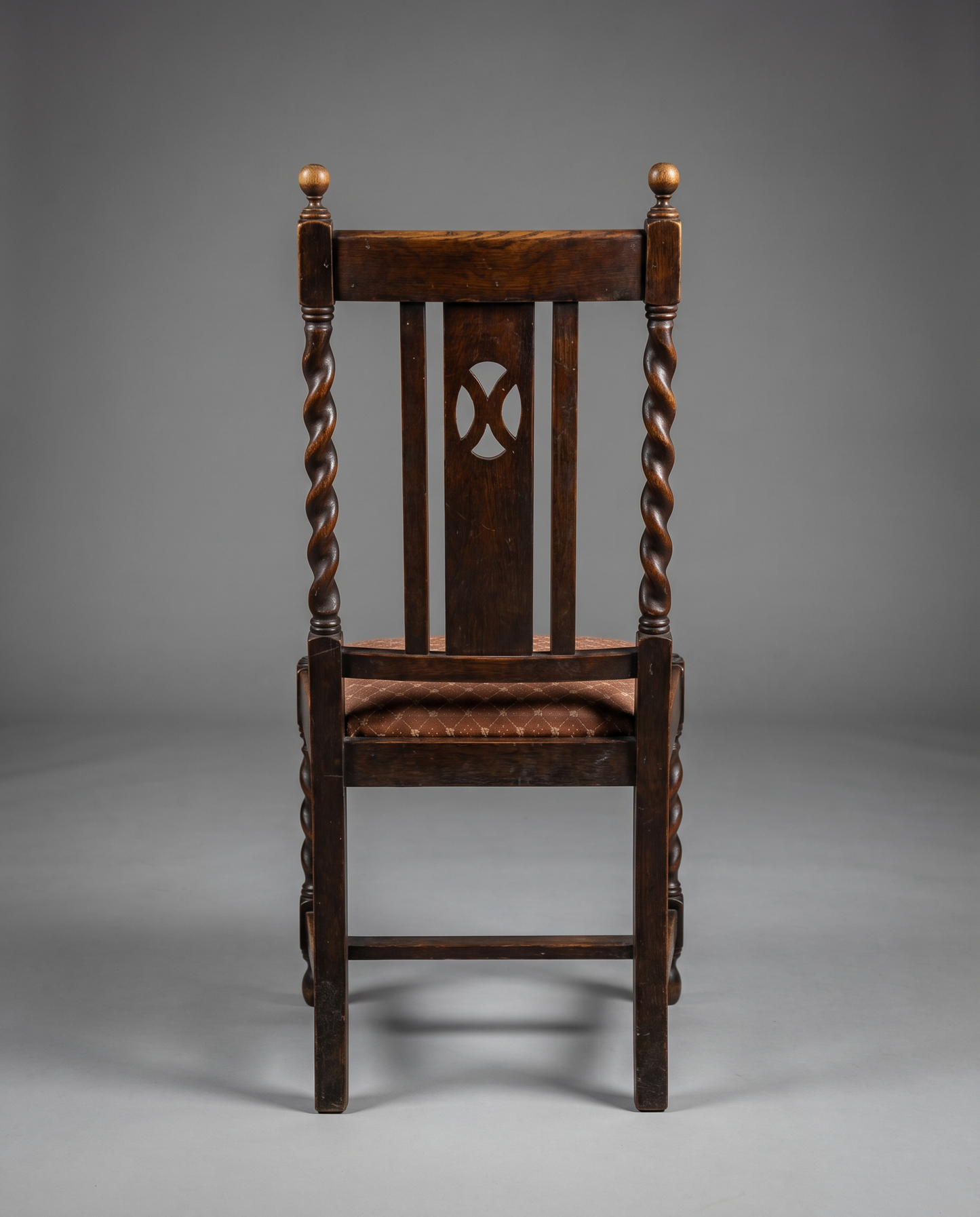 Antique Oak Barley Twist Side Chair with Upholstered Seat