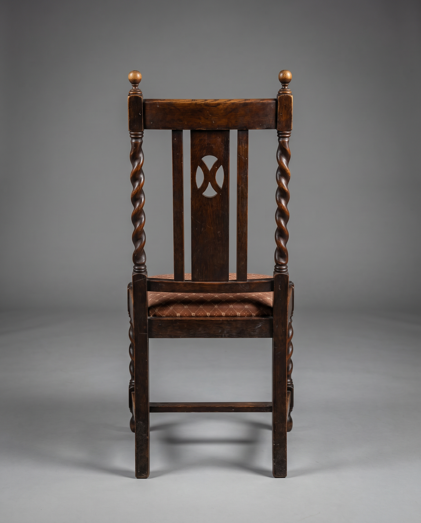 Antique Oak Barley Twist Side Chair with Upholstered Seat