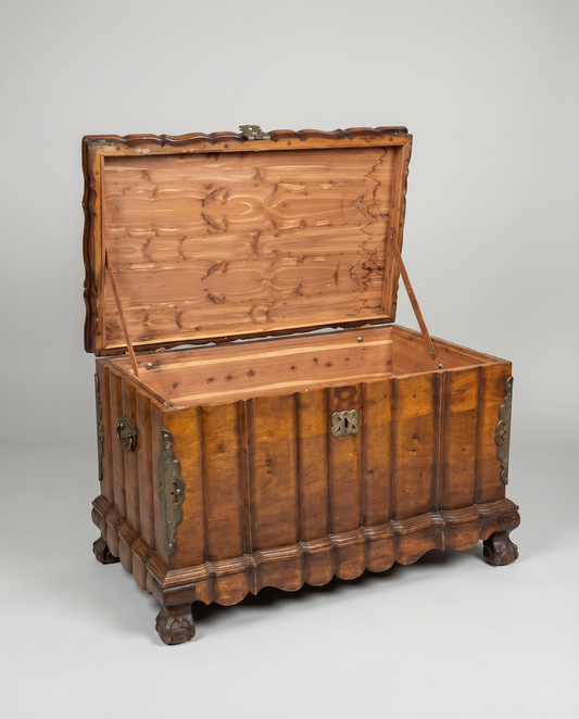 Spanish Revival Cedar Blanket Chest with Forged Iron Hardware