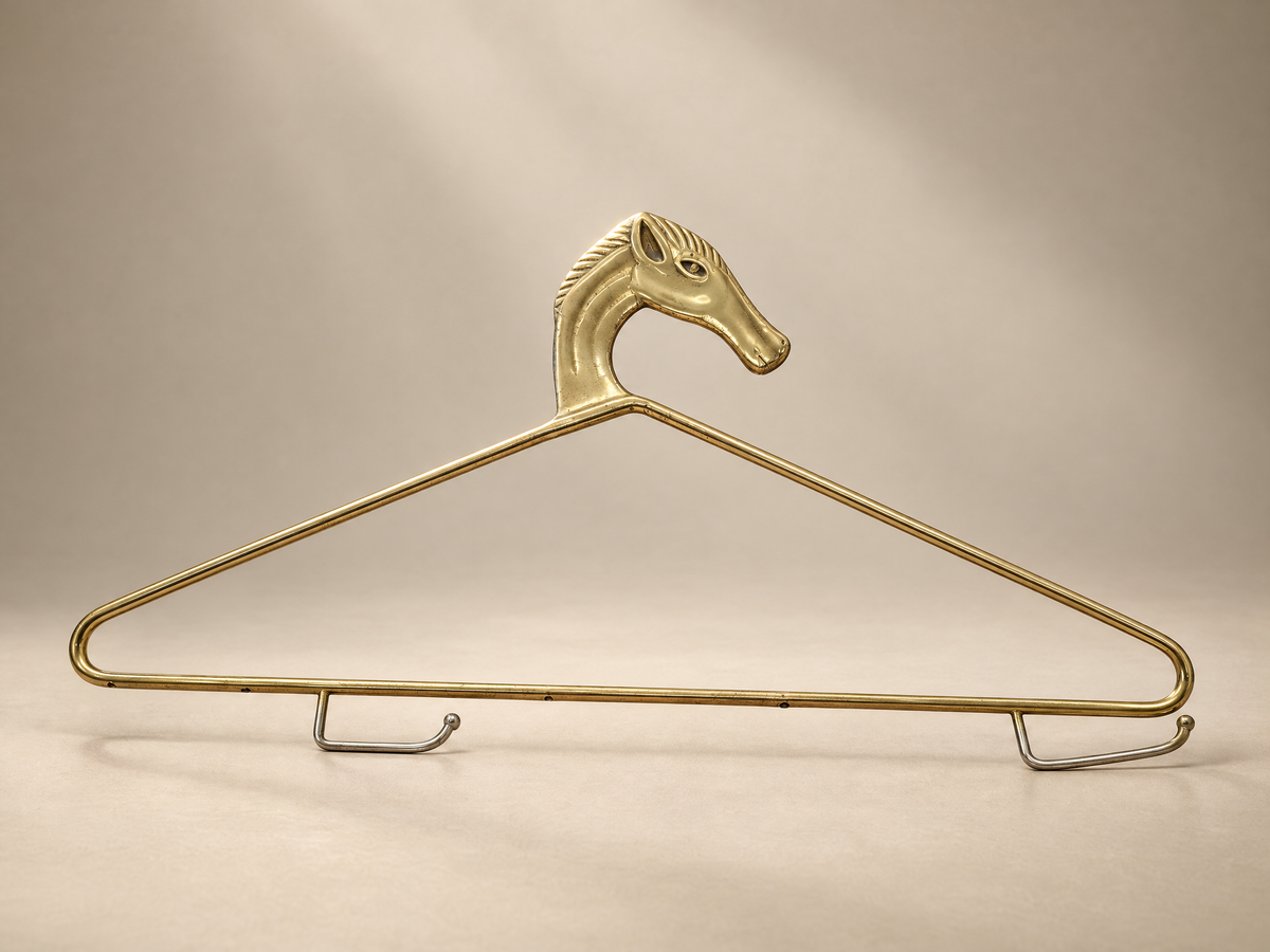 Vintage Brass Horse Head Clothes Hanger