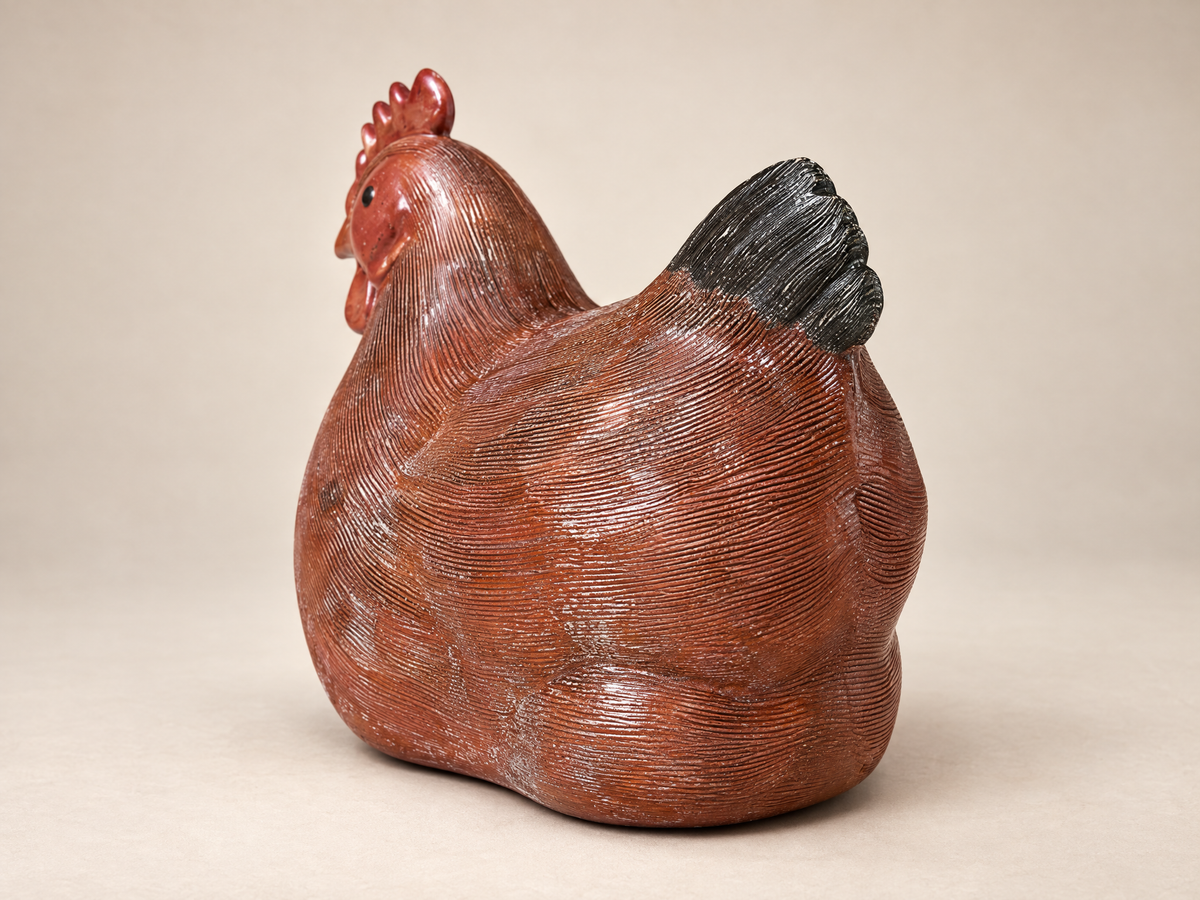 Vintage Red Hen Ceramic Sculpture