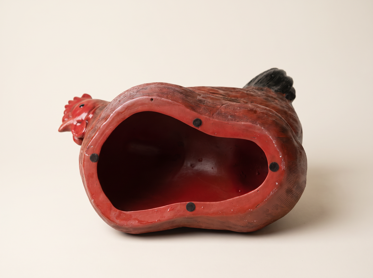 Vintage Red Hen Ceramic Sculpture