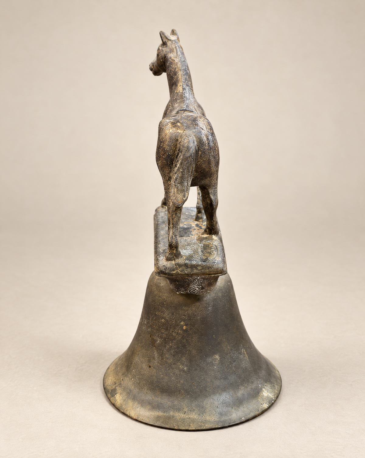 Vintage Horse Figurine Brass-Tone Bell – 5.5" H