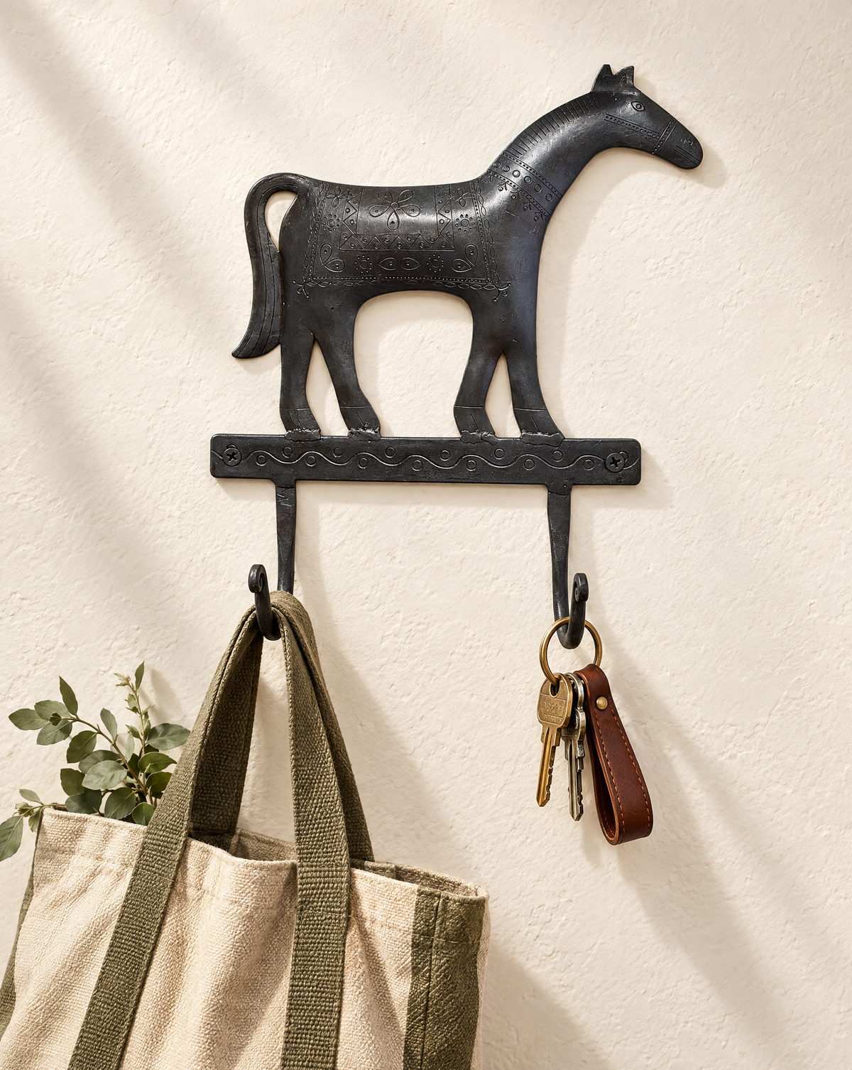 Hammered Iron Horse Wall Hook