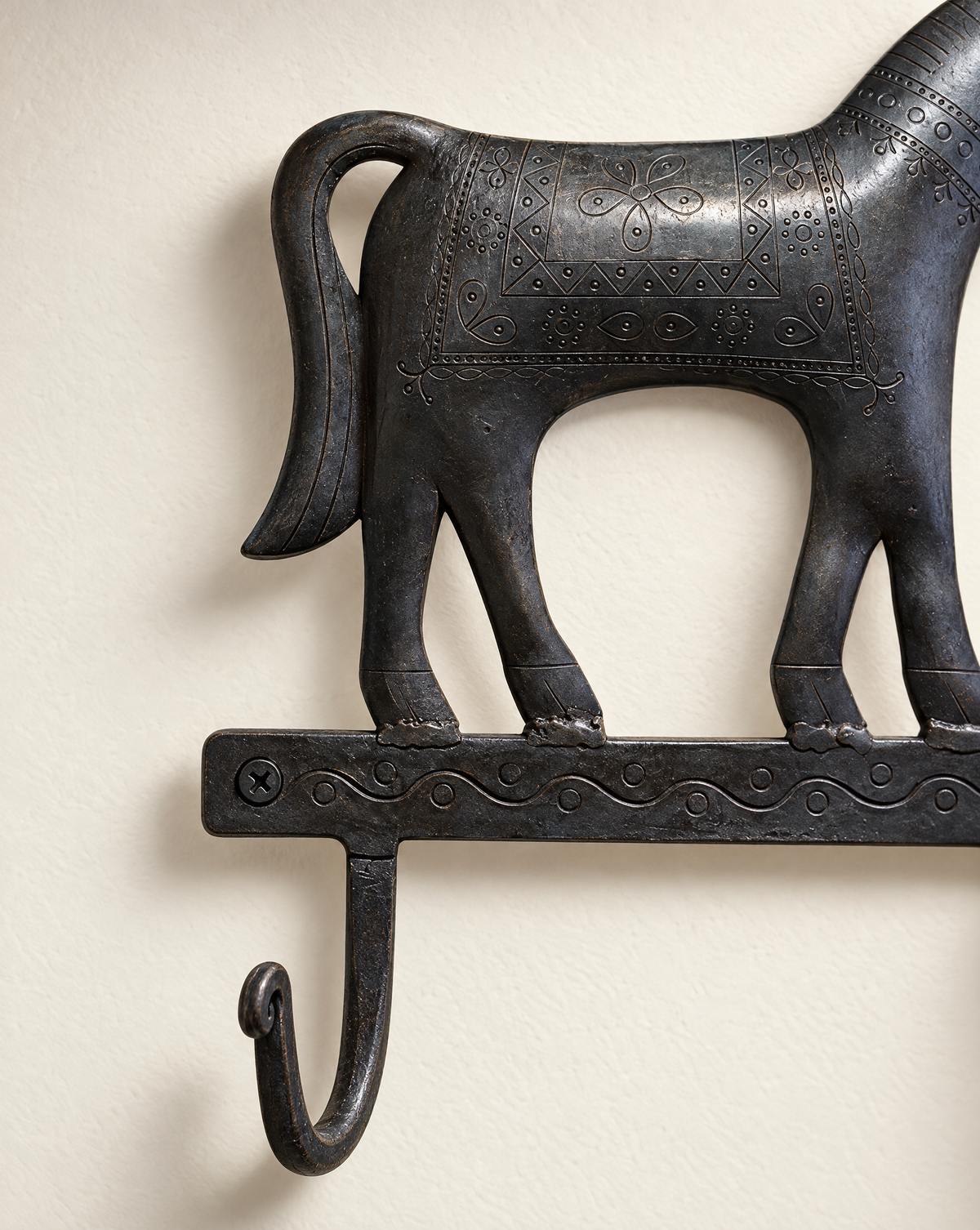 Hammered Iron Horse Wall Hook