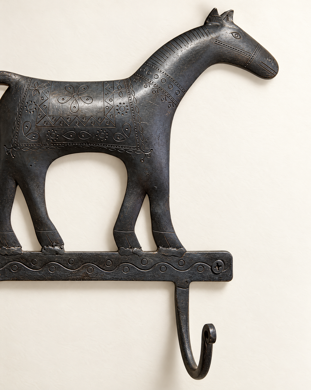 Hammered Iron Horse Wall Hook