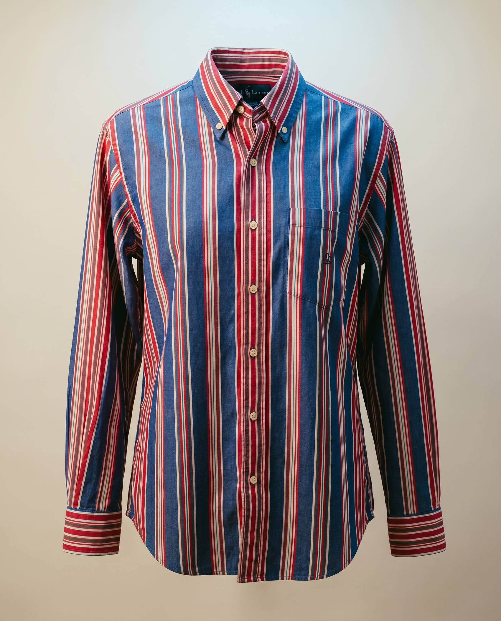 Lauren Ralph Lauren Red, Blue & White Striped Button-Down Shirt – Size Small