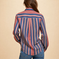 Lauren Ralph Lauren Red, Blue & White Striped Button-Down Shirt – Size Small